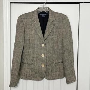 Ralph Lauren Blazer Jacket Vintage Herringbone Linen Italy RRL Purple Label